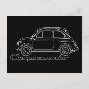 Italian Oldtimer Fiat Cinquecento 500 cc Blueprint Postcard