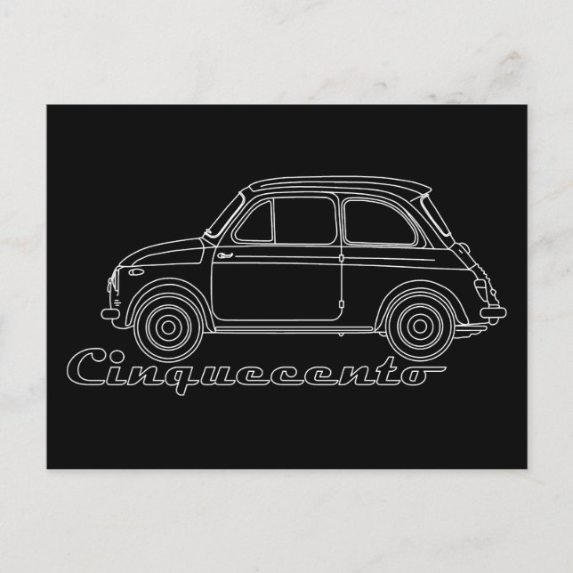 Italian Oldtimer Fiat Cinquecento 500 cc Blueprint Postcard (Front)