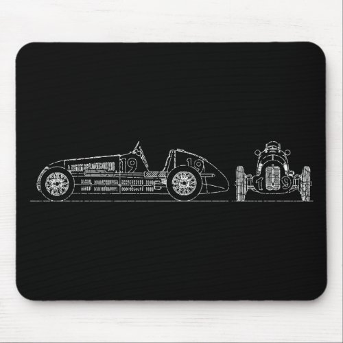 Italian Oldtimer Maserati 4CL Blueprint Drawing Mouse Pad