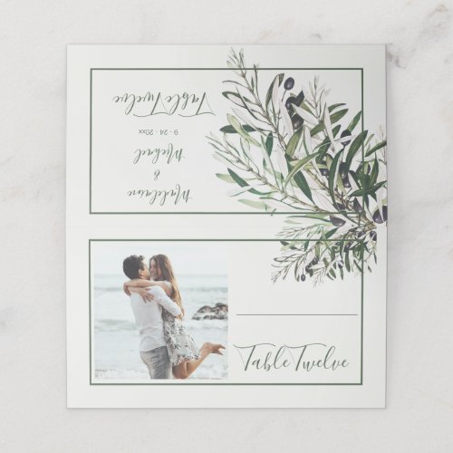 Italian Olive Branch Elegant Photo Table Number  Place Card