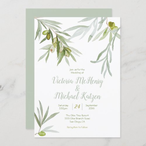 Italian Olive branch Wedding Invitations