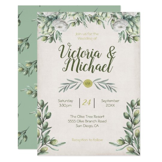Italian Olive Branch Wedding Invitations Zazzle Com