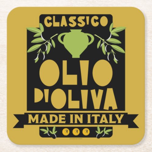  Italian Olive Oil Cooking Square Paper Coaster