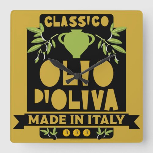  Italian Olive Oil Cooking Square Wall Clock
