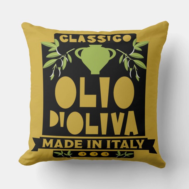  Italian Olive Oil Cooking Throw Pillow (Front)