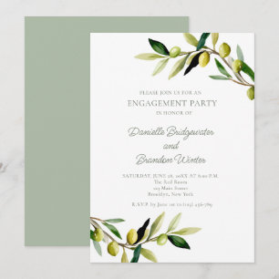 Italian Olives Engagement Party Summer Botanical Invitation