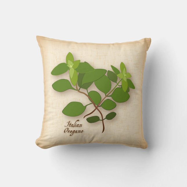 Italian Oregano Herb Throw Pillow (Front)