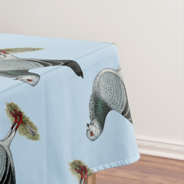 Italian Owl Grizzle Pigeon Tablecloth (In Situ)