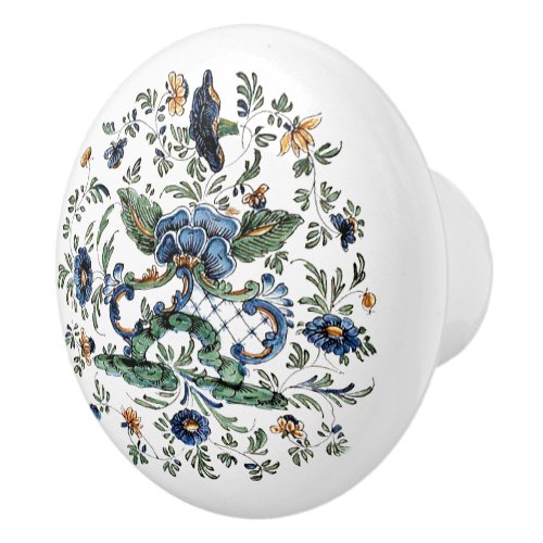 Italian Painted Flower Print Ceramic Knob