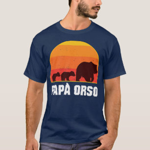 Italian Papa Bear - Dad of Twins- Papa Orso Retro T-Shirt