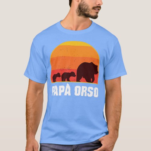 Italian Papa Bear _ Dad of Twins_ Papa Orso Retro  T_Shirt
