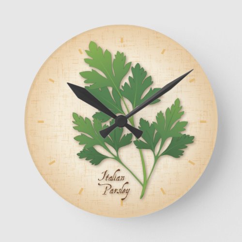 Italian Parsley Herb Round Clock