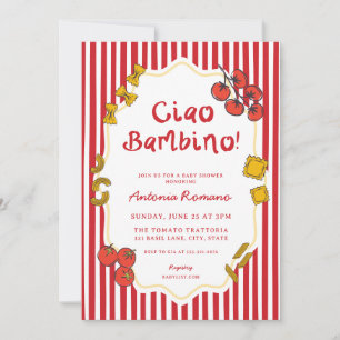 Italian Pasta Ciao Bambino Baby Shower Invitation 
