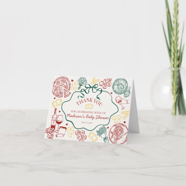 Italian Pasta Dinner Party Thank You Card  (Front)