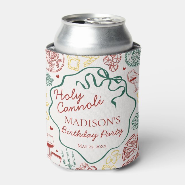 Italian Pasta Holy Cannoli Birthday Party Favor Can Cooler (Can Front)