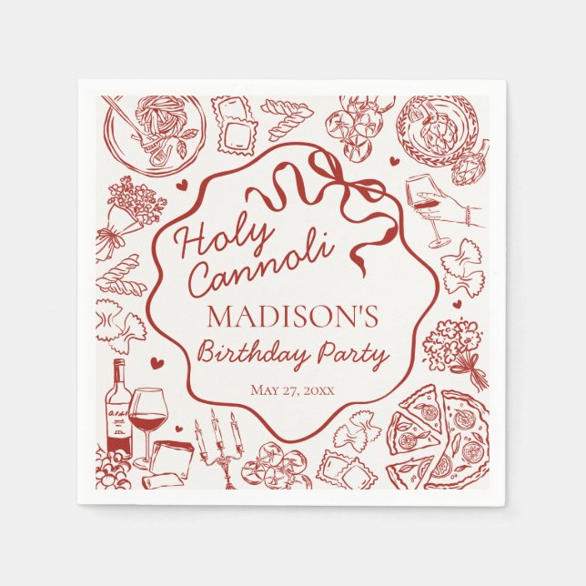 Italian Pasta Holy Cannoli Birthday Party Napkins (Front)