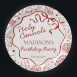 Italian Pasta Holy Cannoli Birthday Party Paper Plates<br><div class="desc">Host the ultimate foodie celebration with our Holy Cannoli pasta party collection! Whimsical line art, rich Italian accents, and cheeky pasta puns make this theme a deliciously fun choice for birthdays of all ages. ★ Let me help you plan your next party! ★ If you need coordinating décor, please check...</div>
