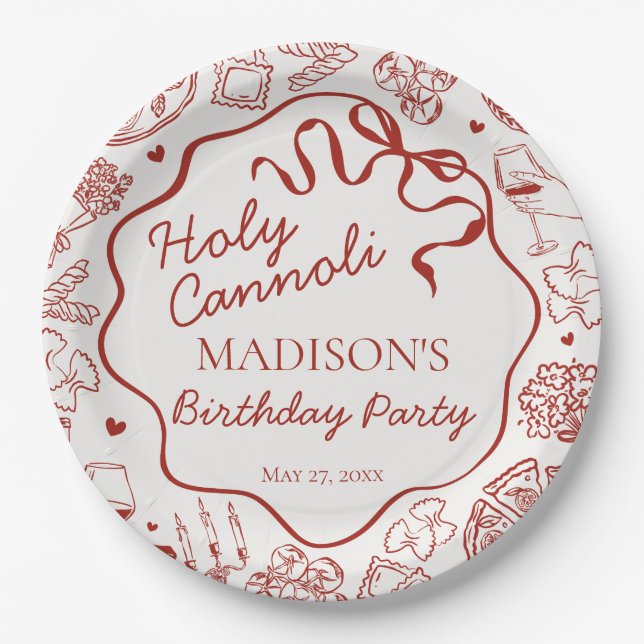 Italian Pasta Holy Cannoli Birthday Party Paper Plates (Front)