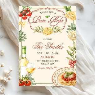 Italian Pasta Night Dinner Party Invitation 
