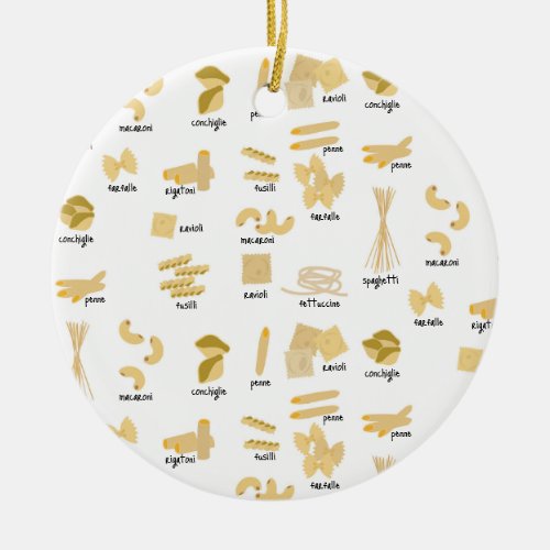 Italian Pasta Shapes  Names Pattern Ceramic Ornament