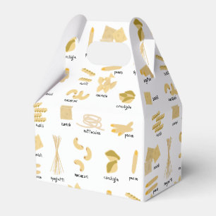 Italian Pasta Shapes & Names Pattern Favor Boxes