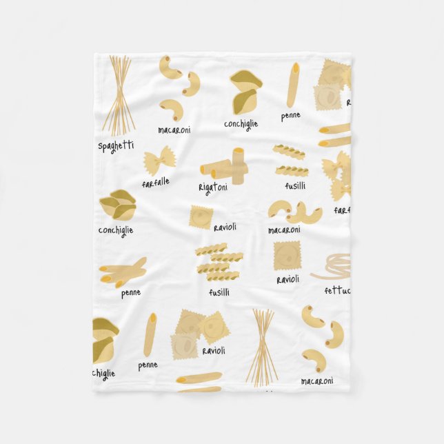 Italian Pasta Shapes & Names Pattern Fleece Blanket (Front)