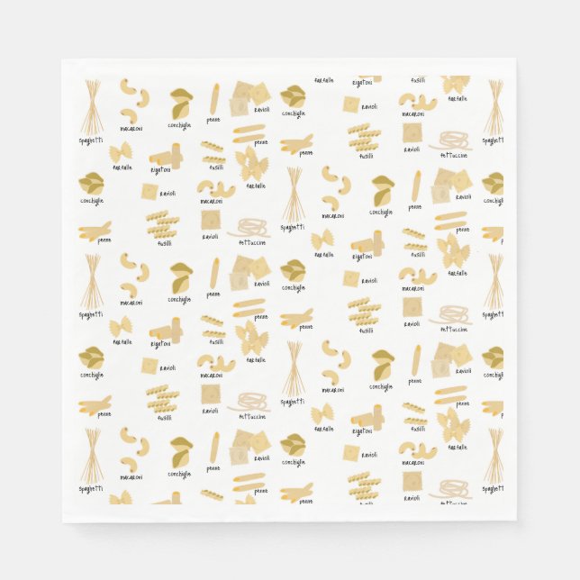 Italian Pasta Shapes & Names Pattern Napkins (Front)