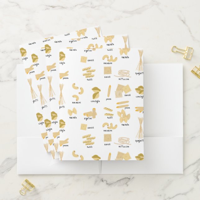 Italian Pasta Shapes & Names Pattern Pocket Folder (In Situ)