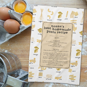 Italian Pasta Shapes & Names Recipe Nonna Keepsake Kitchen Towel