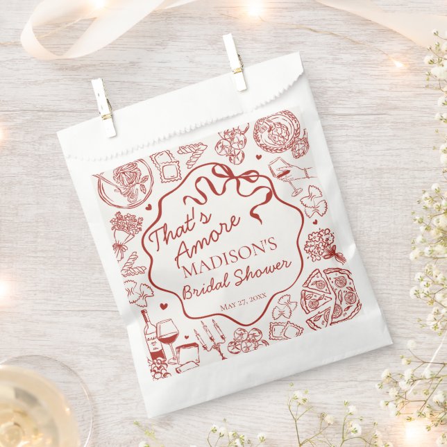 Italian Pasta Thats Amore Bridal Shower Favor Bag (Clipped)