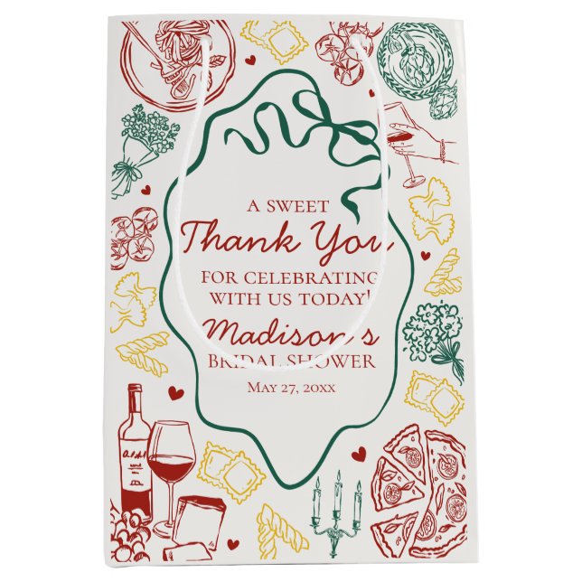 Italian Pasta Thats Amore Bridal Shower Favor Medium Gift Bag (Front)