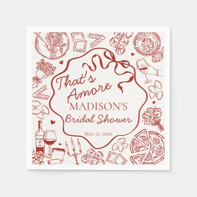 Italian Pasta Thats Amore Bridal Shower Napkins (Front)