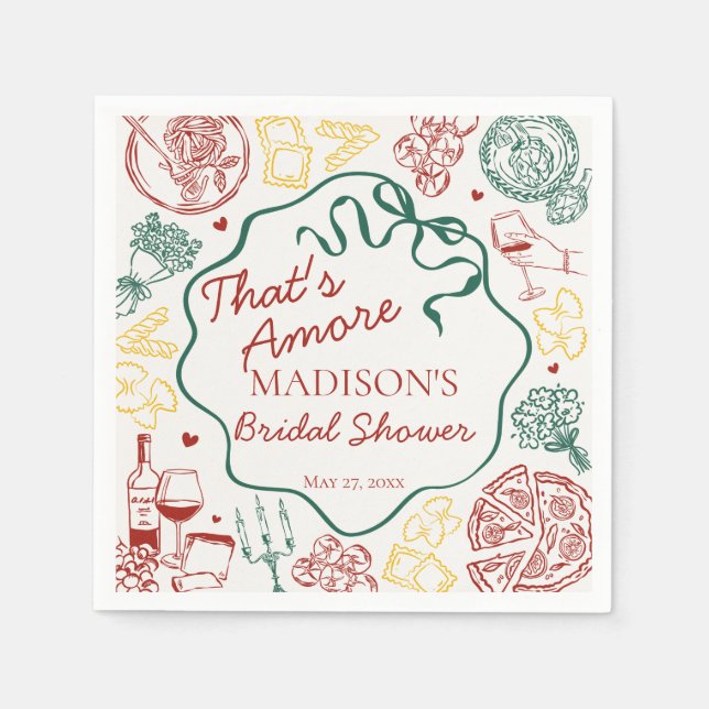 Italian Pasta Thats Amore Bridal Shower Napkins (Front)