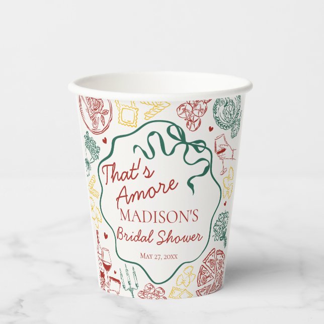 Italian Pasta Thats Amore Bridal Shower Paper Cups (Front)