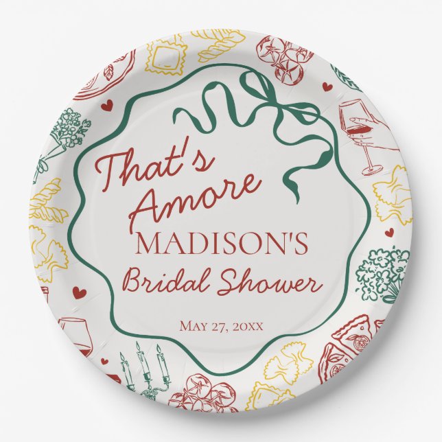 Italian Pasta Thats Amore Bridal Shower Paper Plates (Front)
