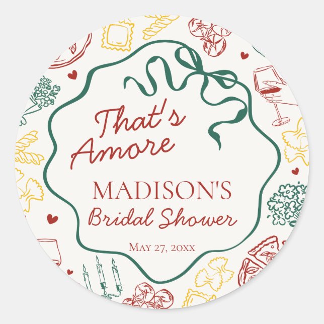 Italian Pasta Thats Amore Bridal Shower Seal (Front)