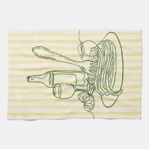 Italian Pasta & Wine Kitchen Print Towel