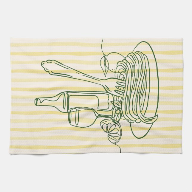 Italian Pasta & Wine Kitchen Print Towel (Horizontal)