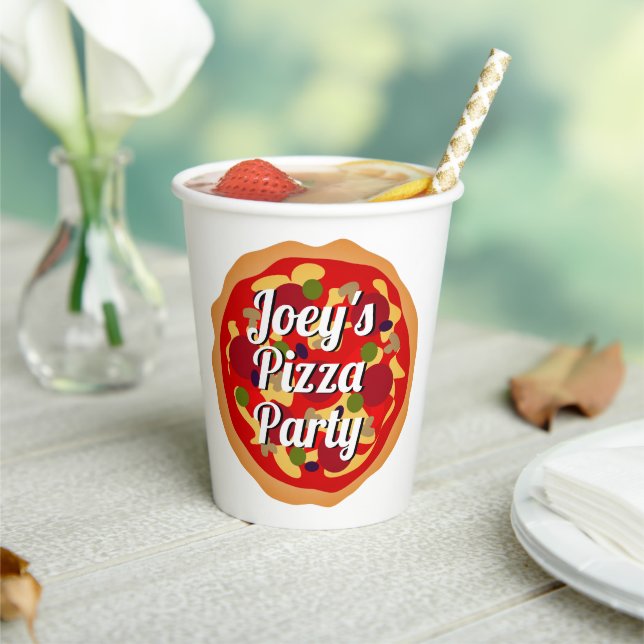 Italian pepperoni pizza custom Birthday party Paper Cups (Insitu)