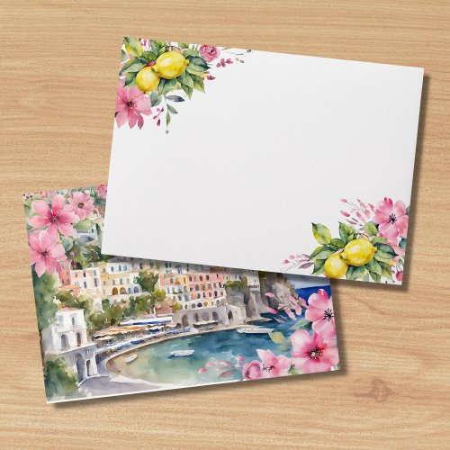 Italian Pink Floral Lemon  Blue Tiles Wedding Envelope