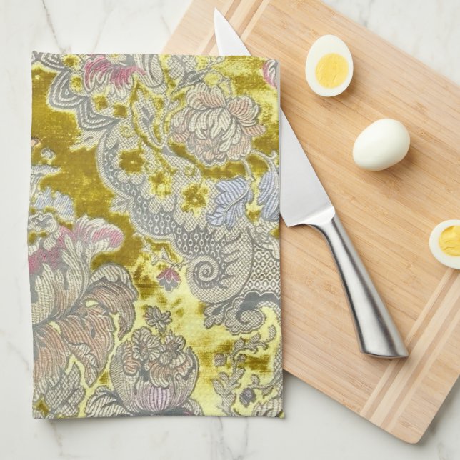 Italian Pink Paisley Flowers  Kitchen Towel (Quarter Fold)