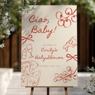 Italian Pizza Baby Shower Welcome Sign, Editable Foam Board
