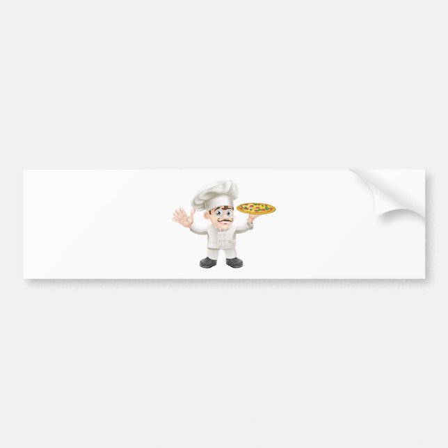 Italian pizza chef cartoon bumper sticker (Front)