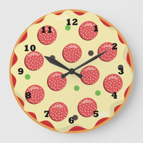Italian pizza fun food wall kitchen clock