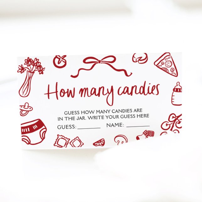 Italian Pizza Guess How Many Candies Game Ticket Enclosure Card (Hand Drawn Italian Pizza Guess How Many Candies Game Ticket )