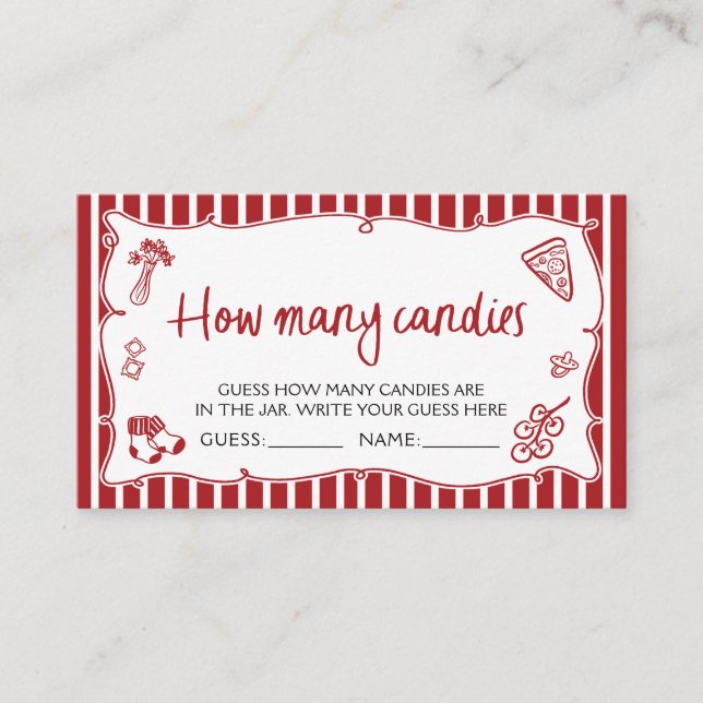 Italian Pizza Guess How Many Candies Game Ticket Enclosure Card (Front)