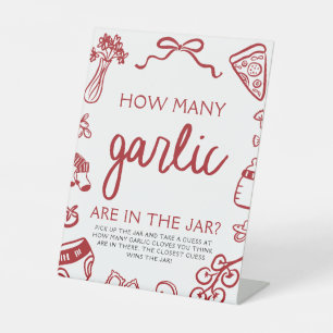 Italian Pizza Guess How Many Garlic Baby Shower Pedestal Sign