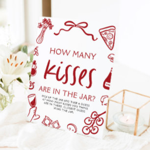 Italian Pizza Guess How Many Kisses Bridal Shower Pedestal Sign