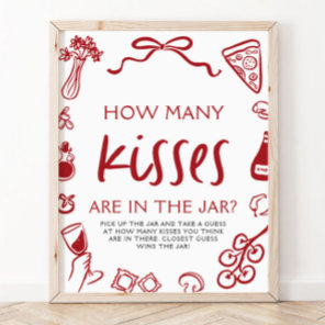 Italian Pizza Guess How Many Kisses Bridal Shower  Poster
