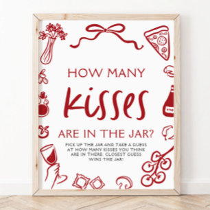 Italian Pizza Guess How Many Kisses Bridal Shower  Poster